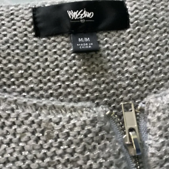 Mossimo Gray and Lurex Cozy Zip Front Cardigan Sweater - Picture 3 of 5